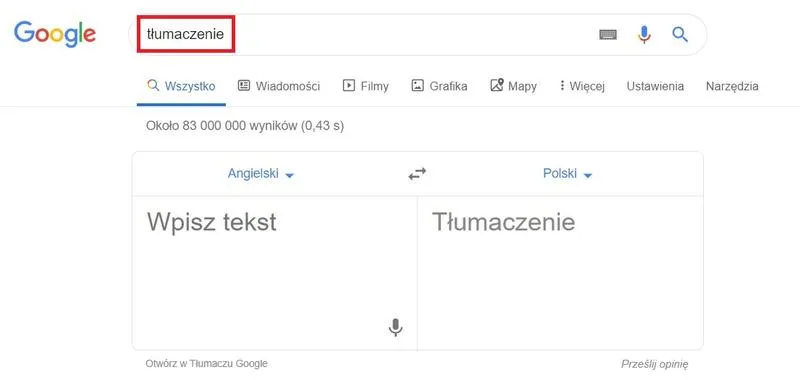 Tłumaczenie imion w Tłumaczu Google